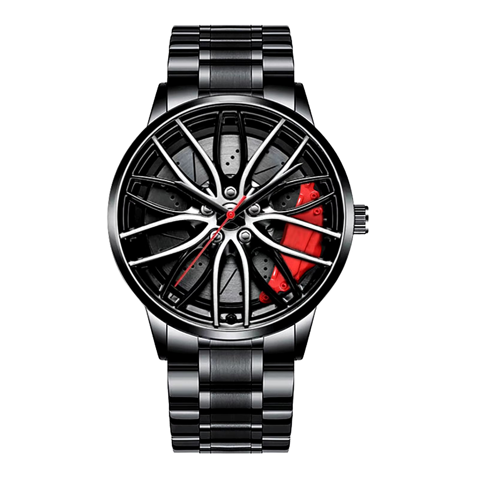 Cool Stainless Steel Men's Sport Car Rim Quartz Luxury Watch